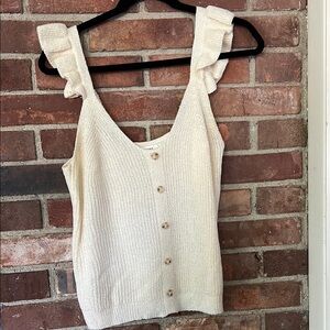 Women's Cream Knit Button-Down Top